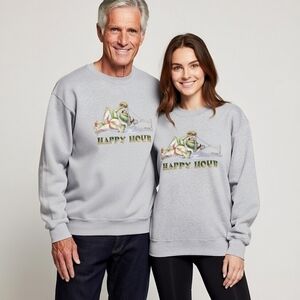 Jerzees Super Sweats Gray Happy Hour Unisex Crewneck Sweatshirt